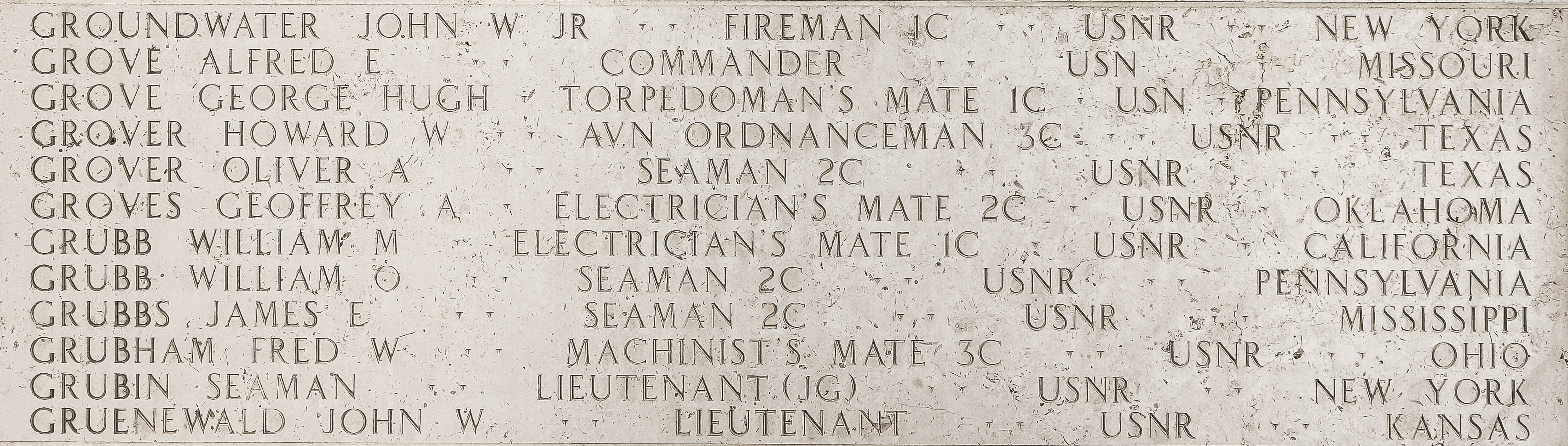 John W. Groundwater, Fireman First Class